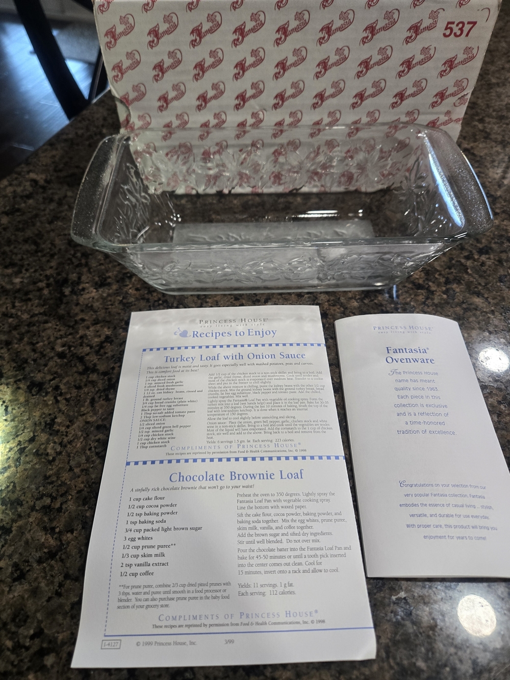 Princess House Clear Glass Loaf Pan - Embossed Design VINTAGE